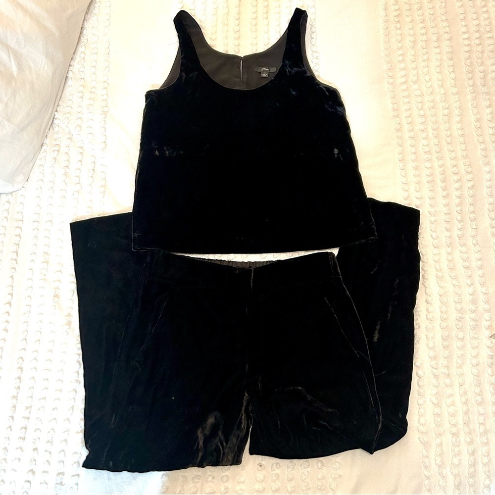 J. Crew Women’s Black Velvet Matching Set Size 4